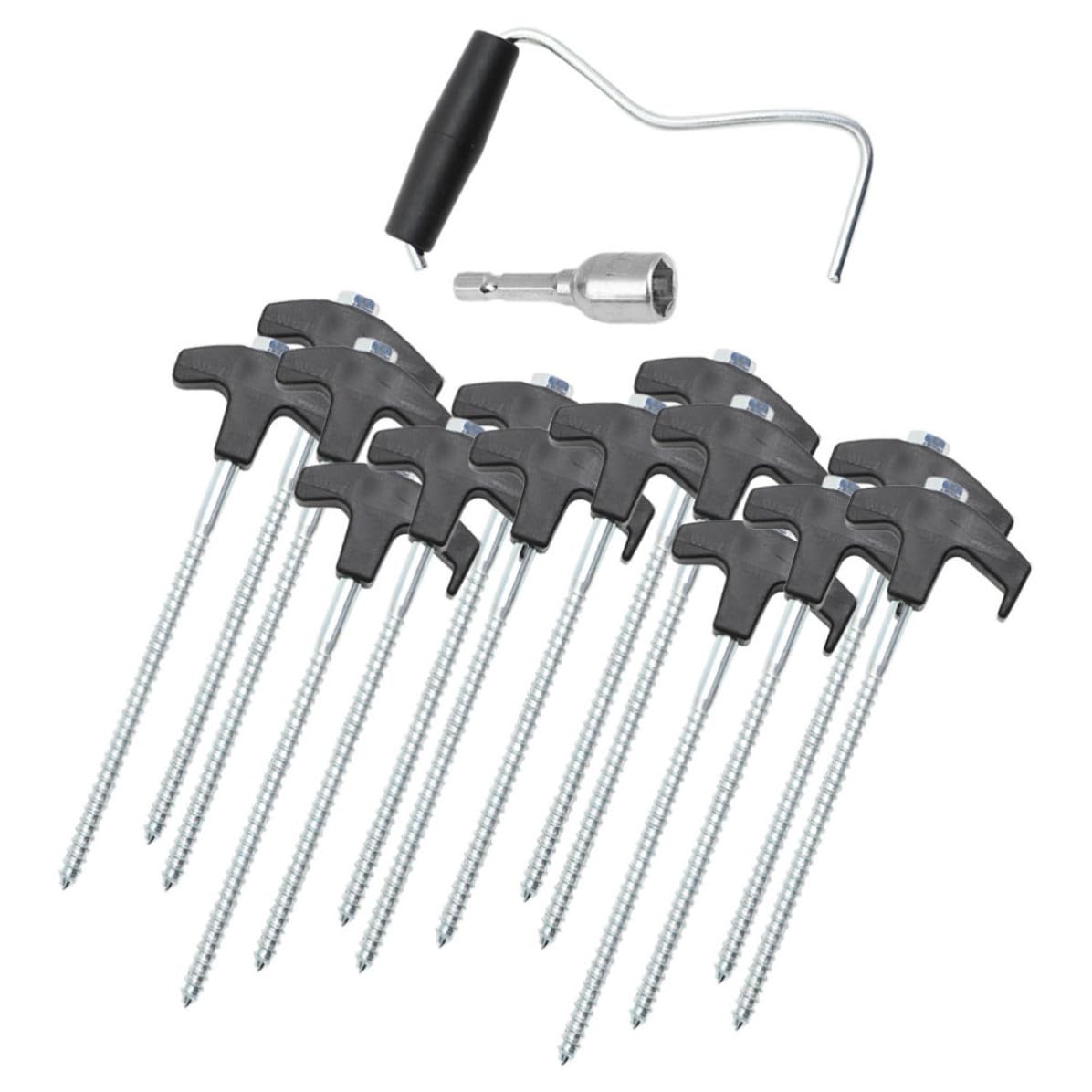 Piquets Lot Tente de Plastique Robustes Acier, Noir de Set