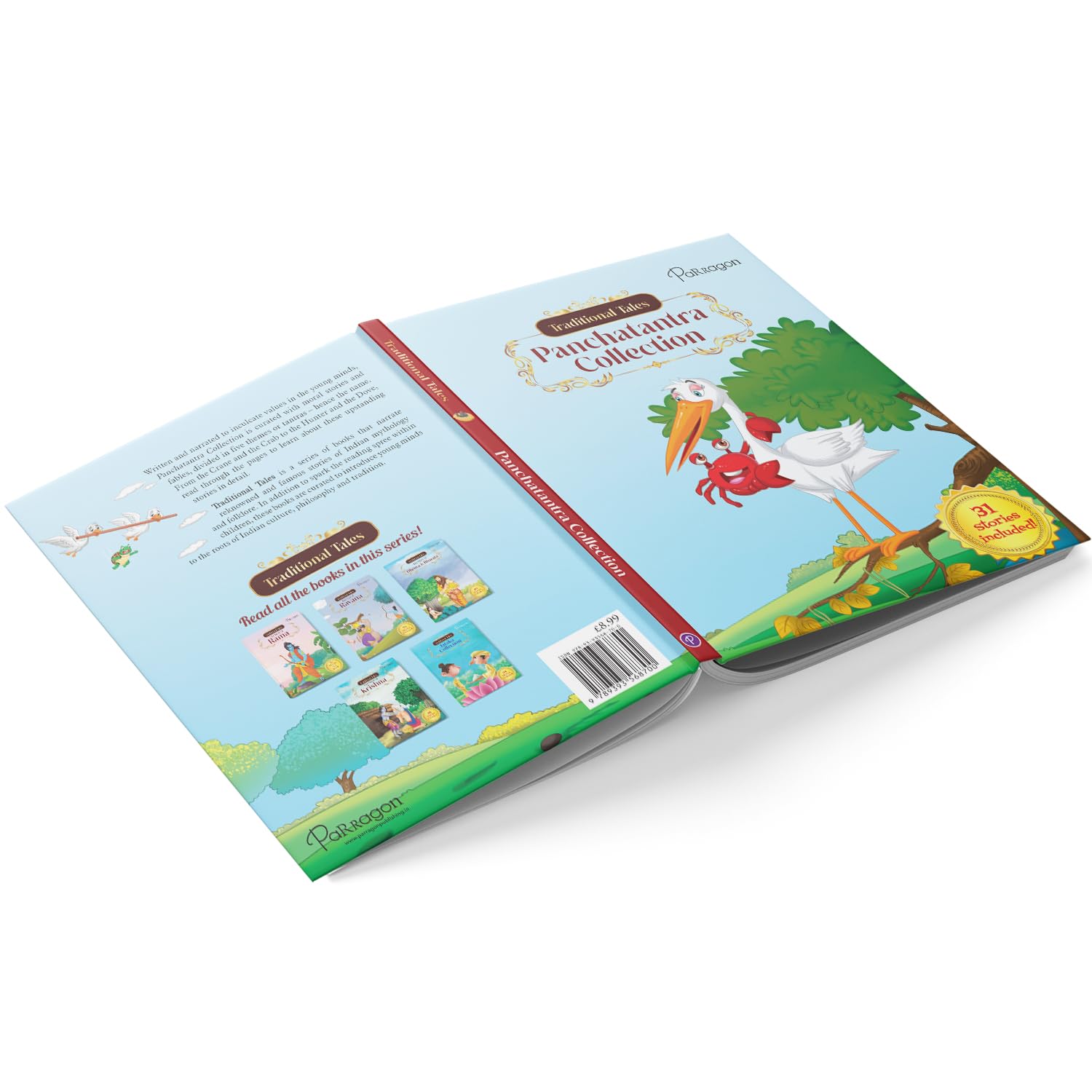 Parragon Publishing Panchatantra Collection - Libro di fiabe per bambini dai 5 ai 12 anni, 144 pagine, copertina rigida imbottita