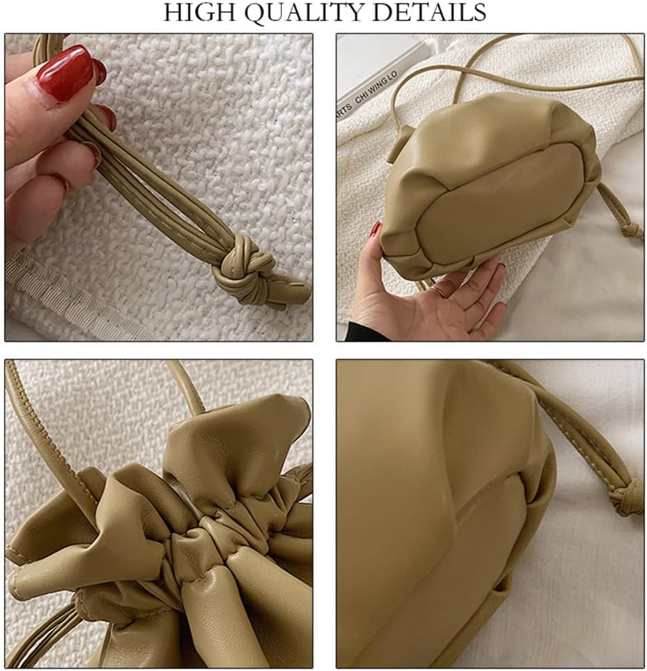 Small Leather Drawstring Bucket Bag Hobo Bucket Bags and Purses Crossbody Bucket Satchel Bag Soft Drawstring Purse