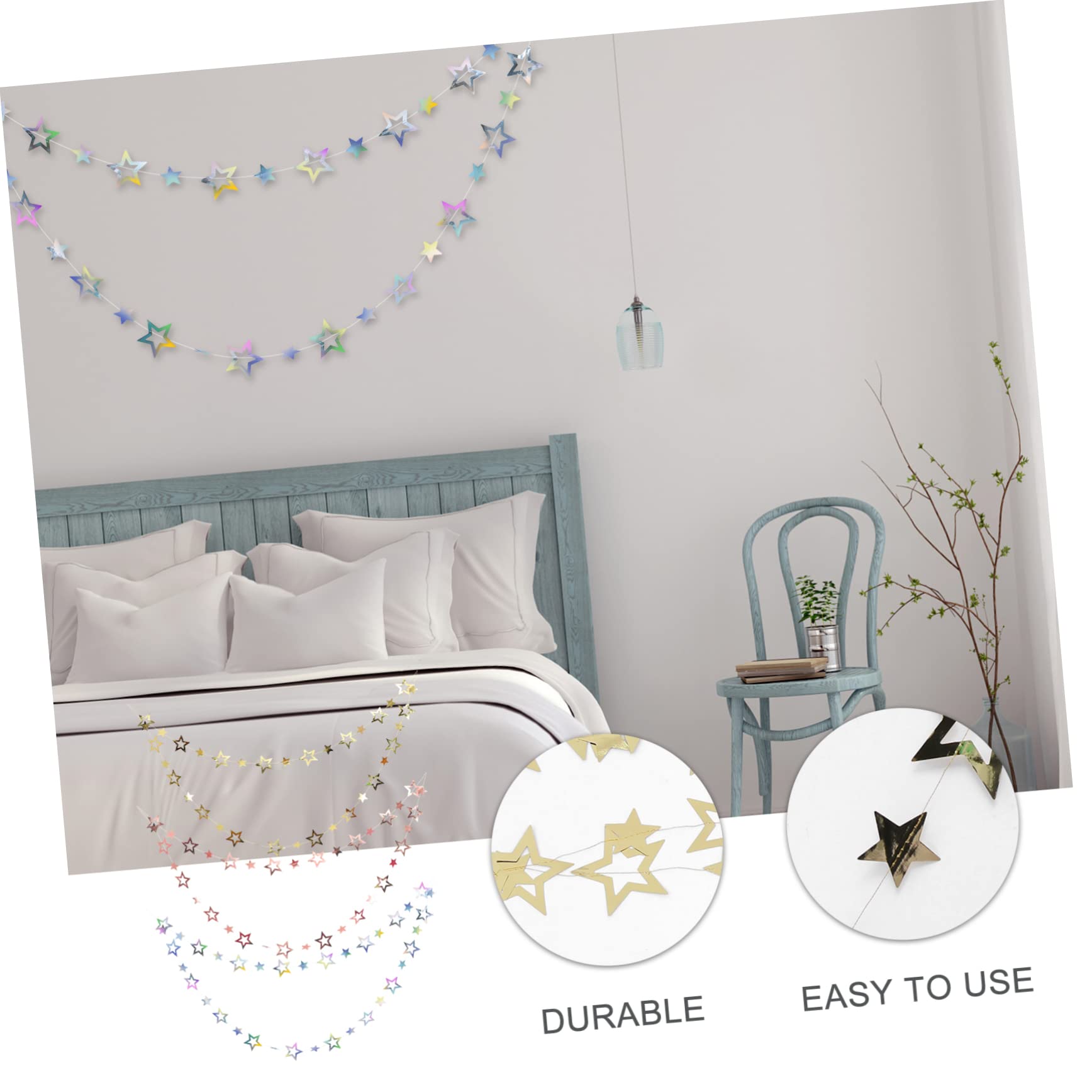 Abaodam 15 Piezas Tira De La Guirnalda De Boda Decoración De Estrellas Adornos De Metal Pancarta Colgante Decoración De Natividad Banderines Brillantes Pancartas De Estrellas