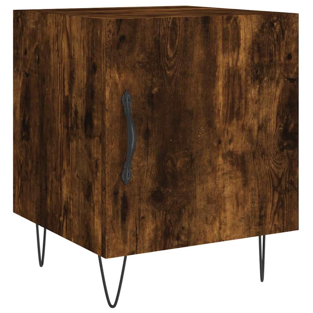 Table de nuit moderne en bois d'ingénierie et métal noir haut de gamme