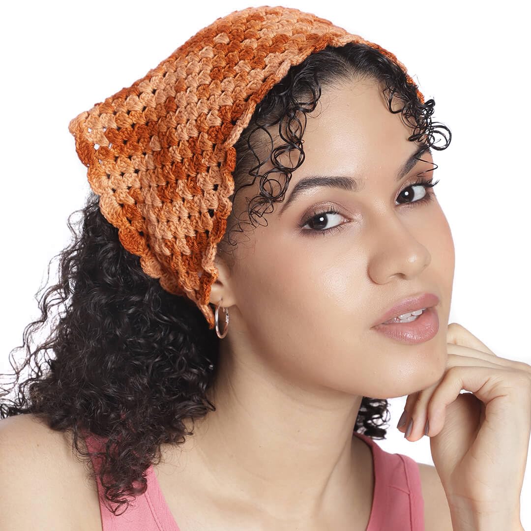 magic needles Crochet Bandana Handmade Knitted Triangle Hair Scarf Head Kerchief Tie Back Hair Scarves for Women Girls-picture-49