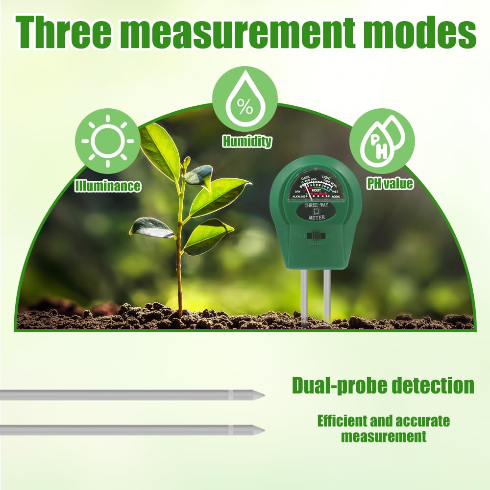 4PCS Testeur Humidité Plante, Humidimètre Sol pour Plantes, Testeur de Sol 3 en 1, Humidimètre pour Plantes, Compteur de Sol avec PH/Température/Lumière, Convient pour Jardinage Pelouse Jardin
