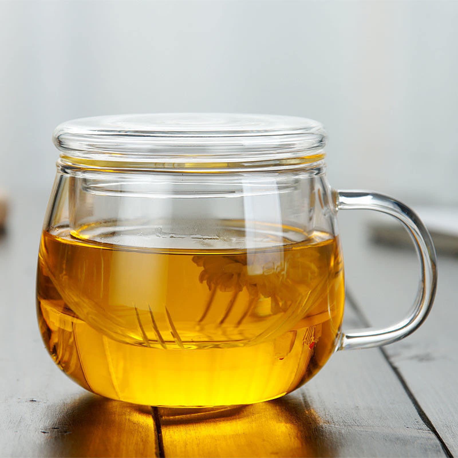 Tosnail Lot de 2 tasses à thé en verre de 388,5 g avec couvercle et infuseur à thé, tasses à thé transparentes avec filtre à thé, tasses en verre pour infusion de thé en vrac