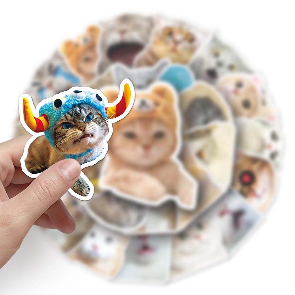 Funny Cat Vinyl Stickers, 50 PCS Waterproof Realistic Animal Decals for Laptops Scrapbooking, Journals, Notebooks - Image 4