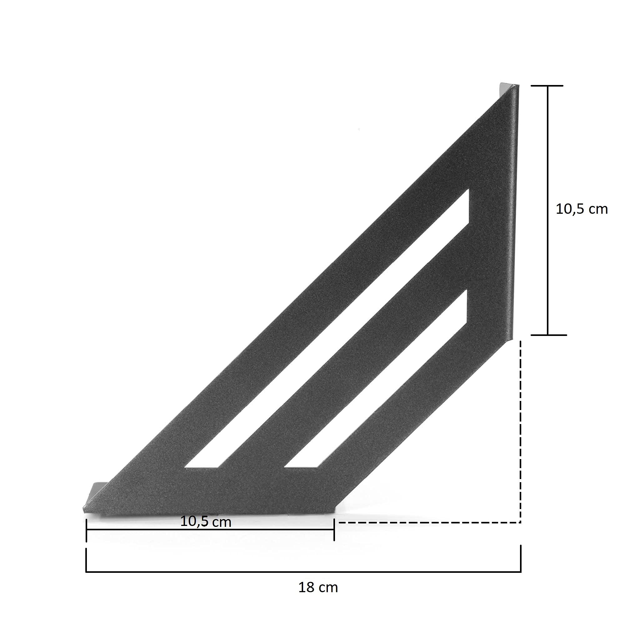 MAD 4 Staffe per Mensole Angolari Nere, Supporti a Muro Resistenti, Reggimensola con Viti e Tasselli di Fissaggio (Big 18 cm, Nero)