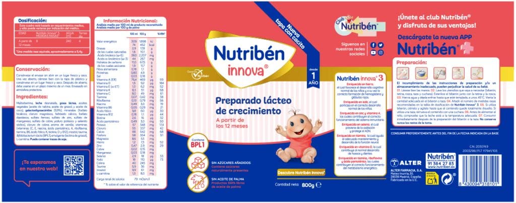 Nutriben Innova 3 Preparato Lacteo Crecimiento 12m+ 800g
