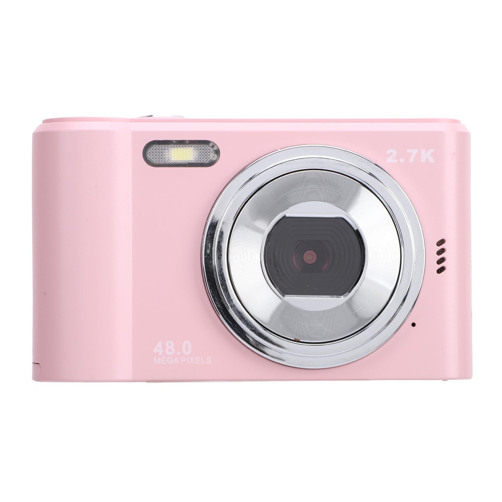 Plyisty Student Digital Camera, 2.4 Inch IPS Screen 2.7K 48MP Digital Camera 8X Zoom for Daily Recording (Pink)
