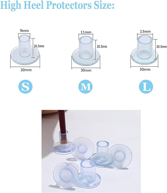 9 Pairs High Heel Protectors, Heel Protectors for Shoes, Shoe Heels Savers, Clear Heel Stoppers, Clear Heel Protectors, High Heel Protectors for Grass Wedding, 3 Sizes