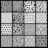 16Pcs Mixed Textured Pattern Stencils Hollow Painting Stencils Plastic Drawing Template Stencils...