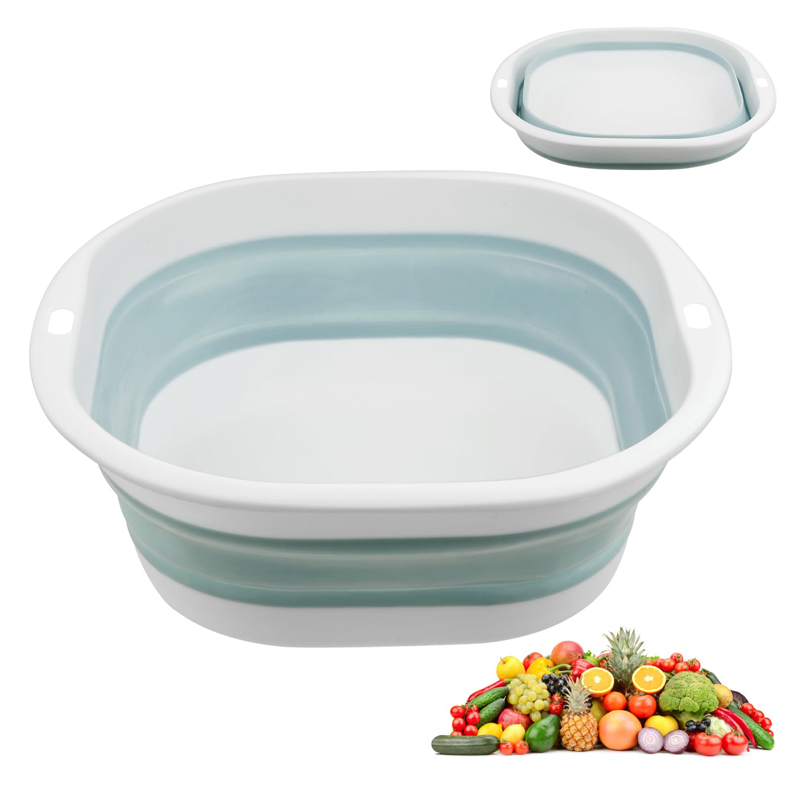 Flintronic 5L Collapsible Washing Up Bowl, Folding Hand Wash Basin, Portable Silicone Laundry Tub, Space Saving Multipurpose Outdoor Travel Basin for Kitchen Travel Camping Hiking Motorhome,Blue