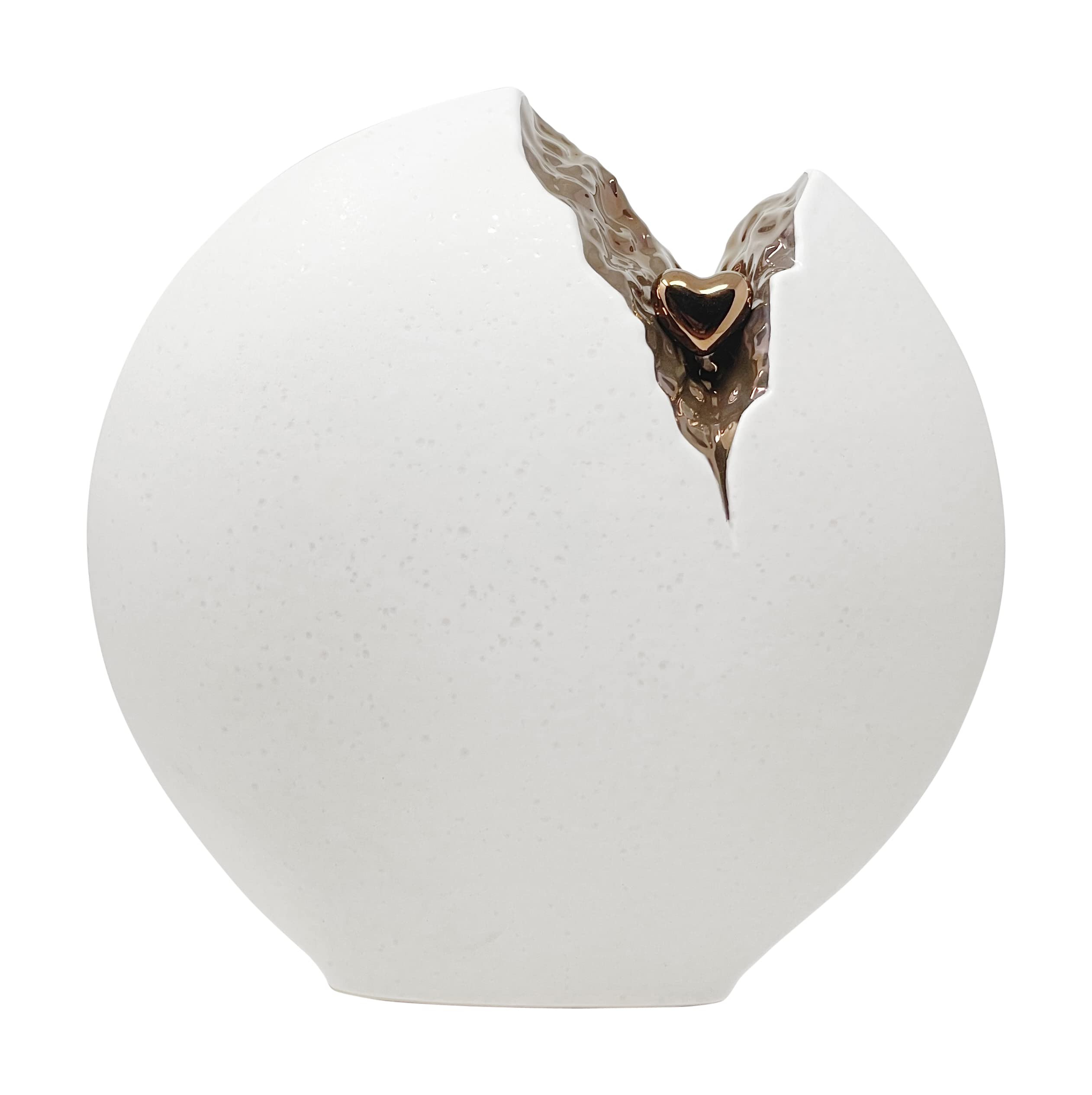 Aesthetic Urns White & Bronze Cremation Urn For Ashes Ceramic Funeral Modern Urn With Mini Heart Exclusive Urns For Ashes White