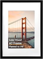 Vista 154 de KINLINK Marco de Fotos 11x14 Natural, Marco de Madera Maciza 11x14 con Plexiglás Acrílico para Fotos 5x7/8x10 Con Paspartú, Exhibición de Mesa