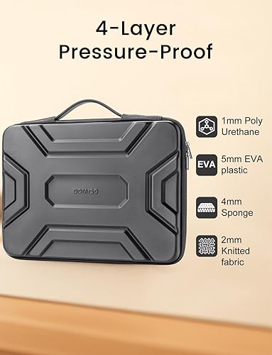 Miniatura 2 de DOMISO Funda para laptop de 17 pulgadas con asa, a prueba de golpes, funda protectora de EVA impermeable para laptop HP Dell Asus de 17.3 pulgadas,
