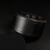 YOUFINE Leather Cuff Bracelet for Men Women Wide Cowhide Adjustable Wristband Handmade Retro Style (Black) #2