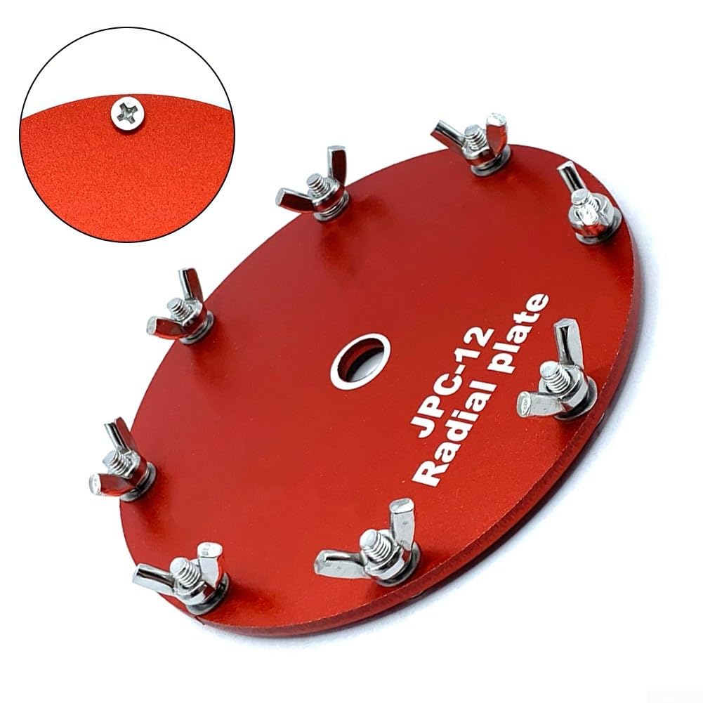 Piastra di messa a terra in alluminio compatibile con JPC-12 portatile a onde corte - 11 cm di diametro 3 mm di spessore, disco di rete a terra rosso con terminale
