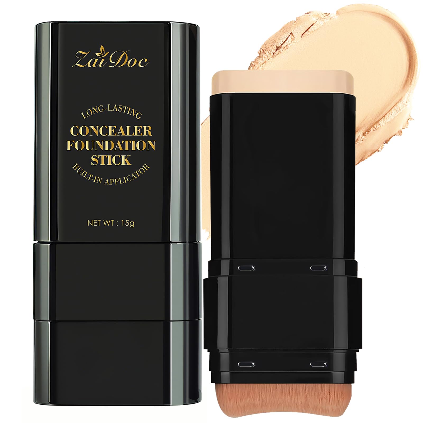 Concealer Foundation Stick 2-in-1 Long-Lasting Foundation and Concealer with Brush Creamy Full Coverage for Dark Circles Blemishes Hydrating