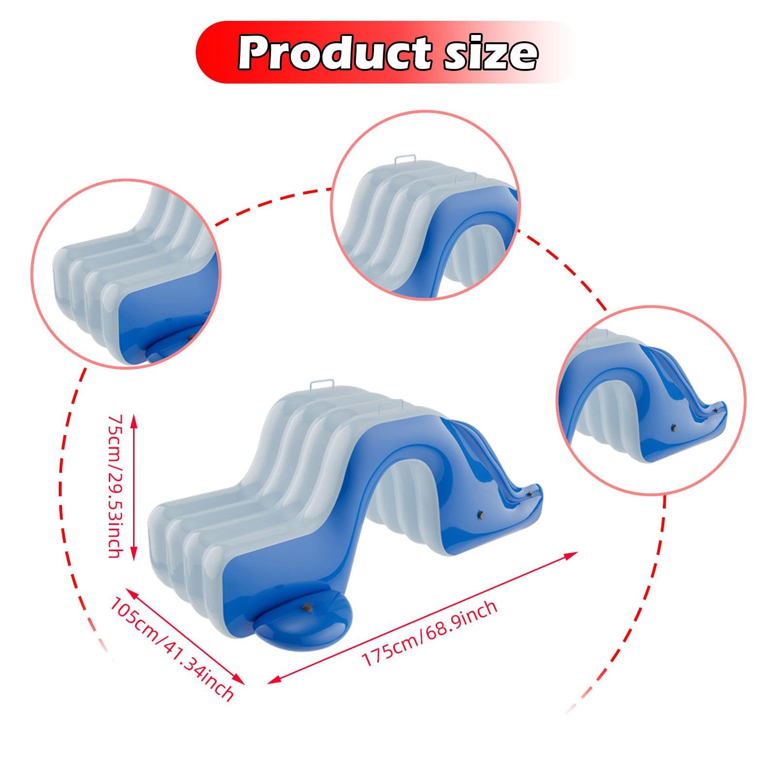 Tobogán Inflable, Centro de Juegos Inflable, Escalones Anchos, Fácil de Inflar, Divertido Juguete para Piscina en El Jardín, Patio Trasero Y Fiestas D, Azul Y Blanco