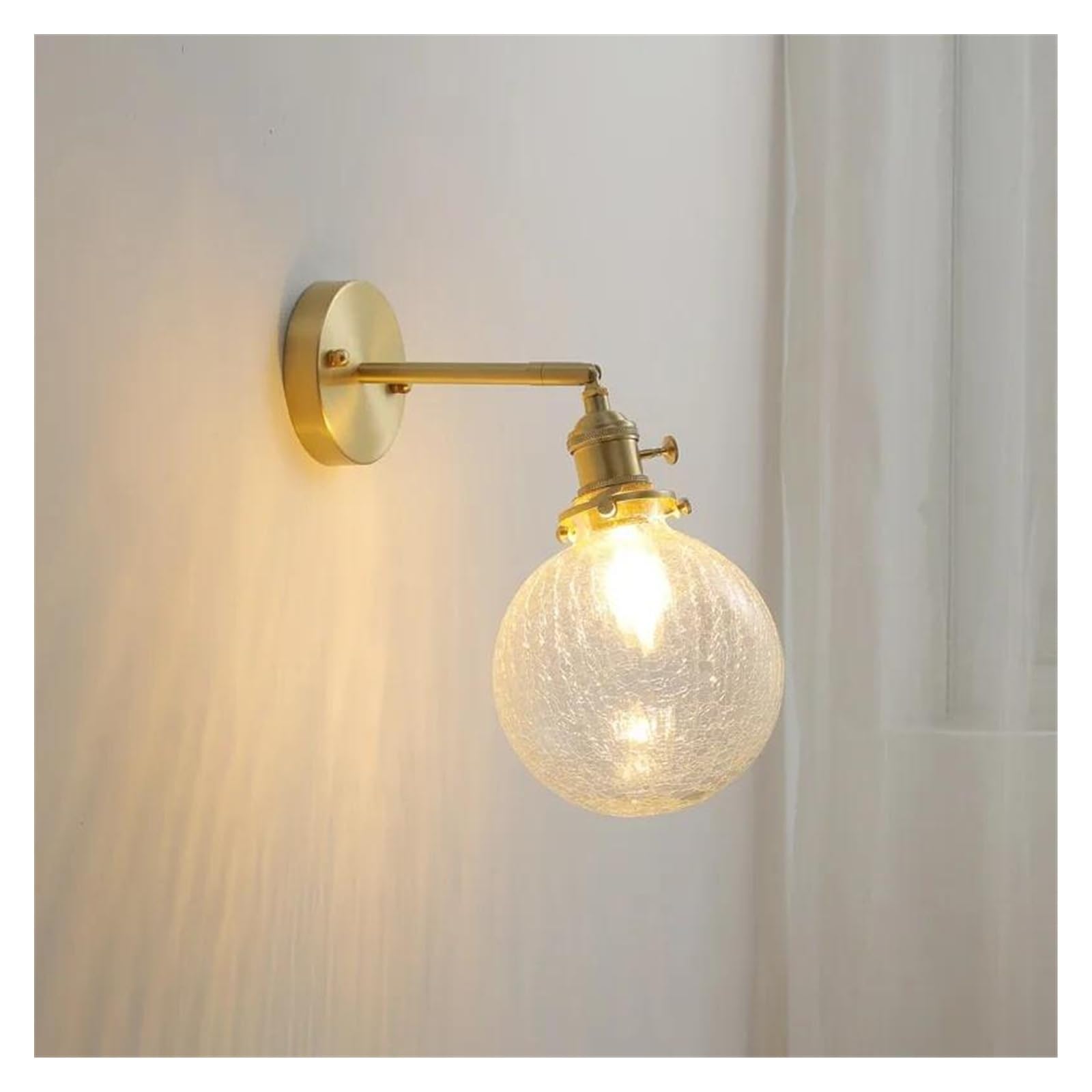 ZTCHSENZT Wall Sconces, Nordic Modern Copper Wall Lamp Beside Glass Ball Bathroom Mirror Stair Light LED Wandlamp,B