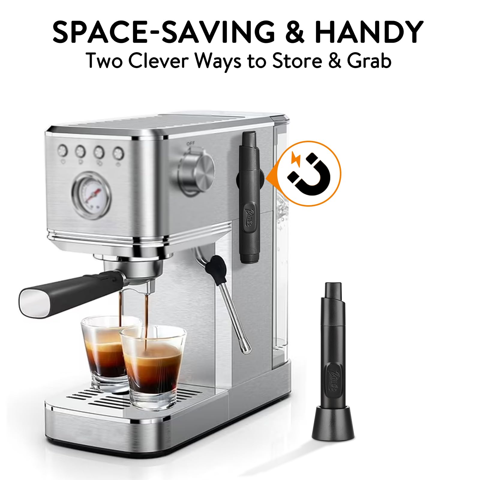 Herramienta retráctil WDT para distribución de espresso, distribuidor de café, agitador de espresso para barista con soporte de almacenamiento y 6 agujas reemplazables adicionales (negro)