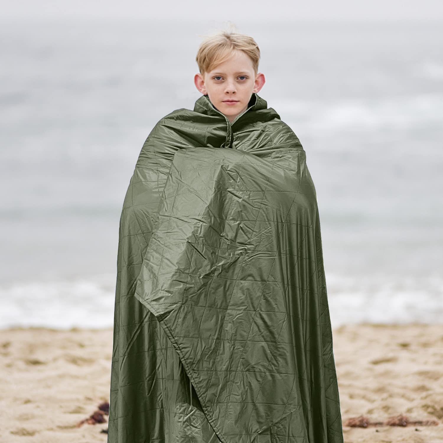 Gold Armour Camping Blanket - Large Stadium Blanket for Cold Weather, Packable Waterproof Windproof, Premium Blanket for Beach, Picnic, Camping, Stadium (OD Green)