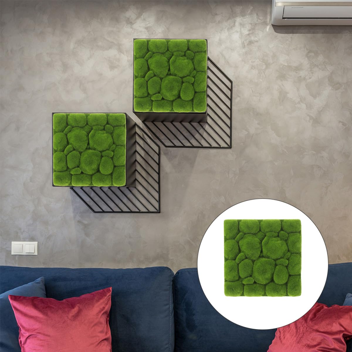 Healvian Decorazione in Finto Muschio 3 Pezzi 29x29 Cm, Pannelli di Muschio Artificiale per Pareti Interne ed Esterne, Sfondo Verde Naturale per Arredamento Casa, Negozi e Composizioni