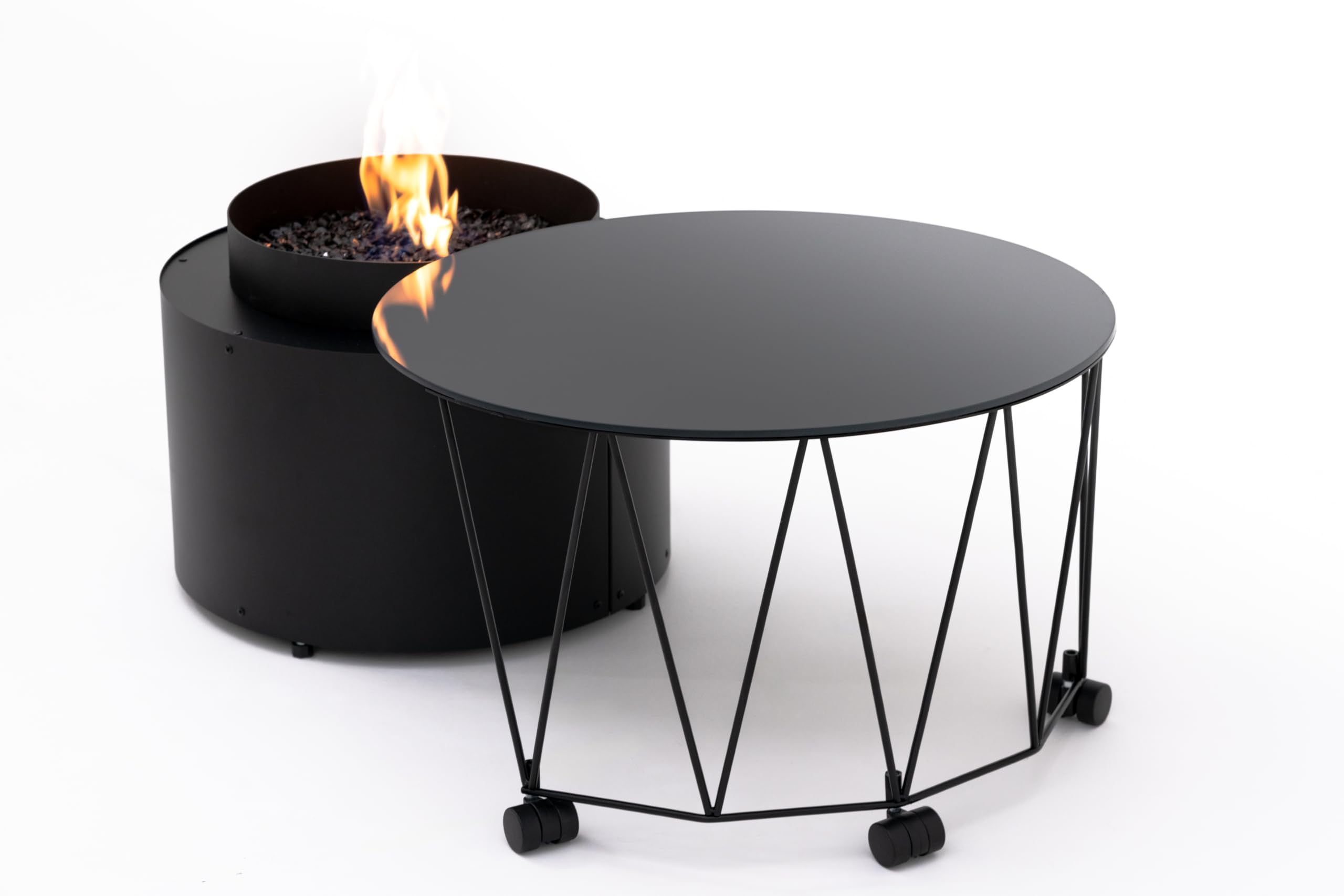 Planika - Drum - Mesa de balcón, Chimenea de Exterior, Mesa de jardín, Mesa Auxiliar, Calentador de Exterior, terraza y balcón. Placa Robusta, incluida Tapa