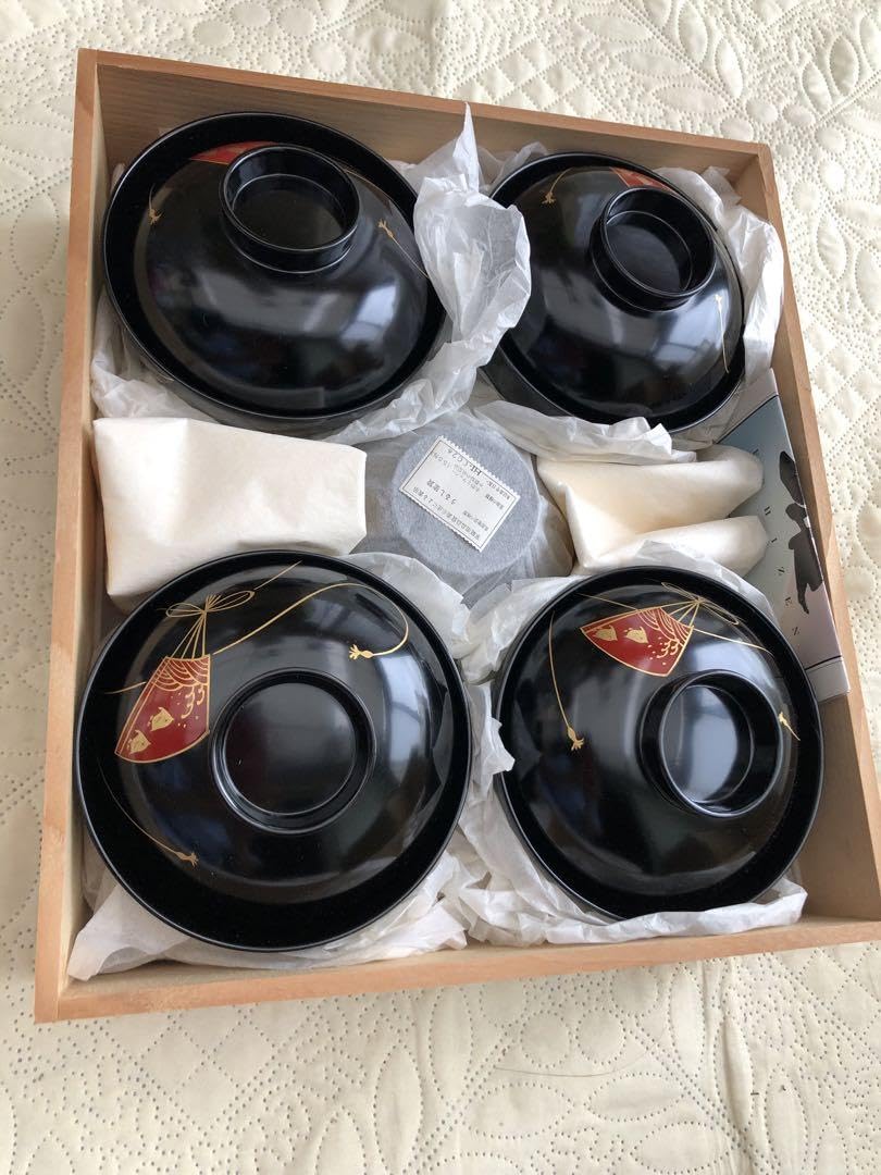 Amazon.co.jp: 吸い物椀 越前漆器 源伸堂 蒔絵付き 5個セット