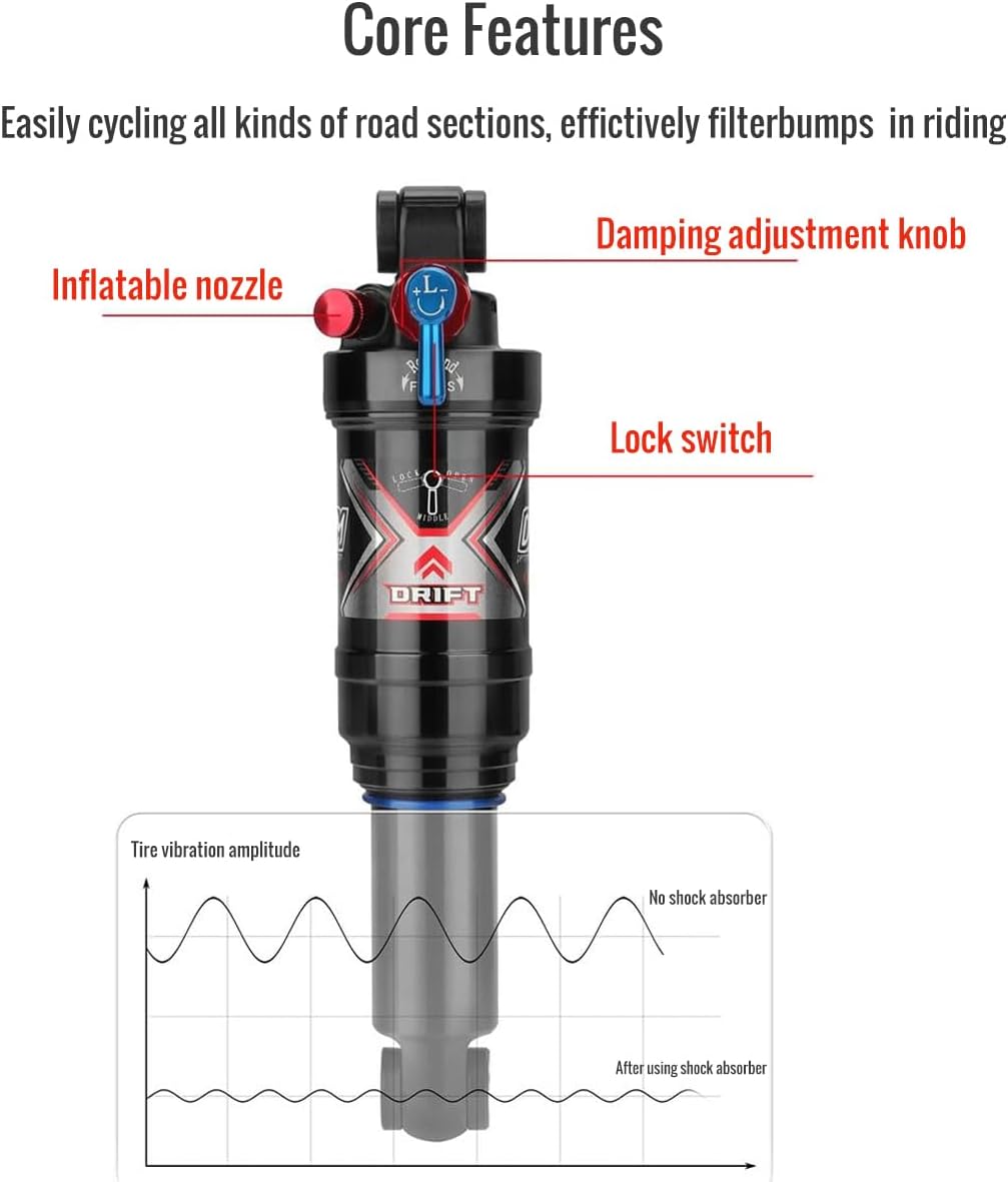 Bicycle Rear Shock Lockable Air Suspenion Rebound Damping MTB Mountain Bike Shock Absorber 165/190/200/210mm (230mm)