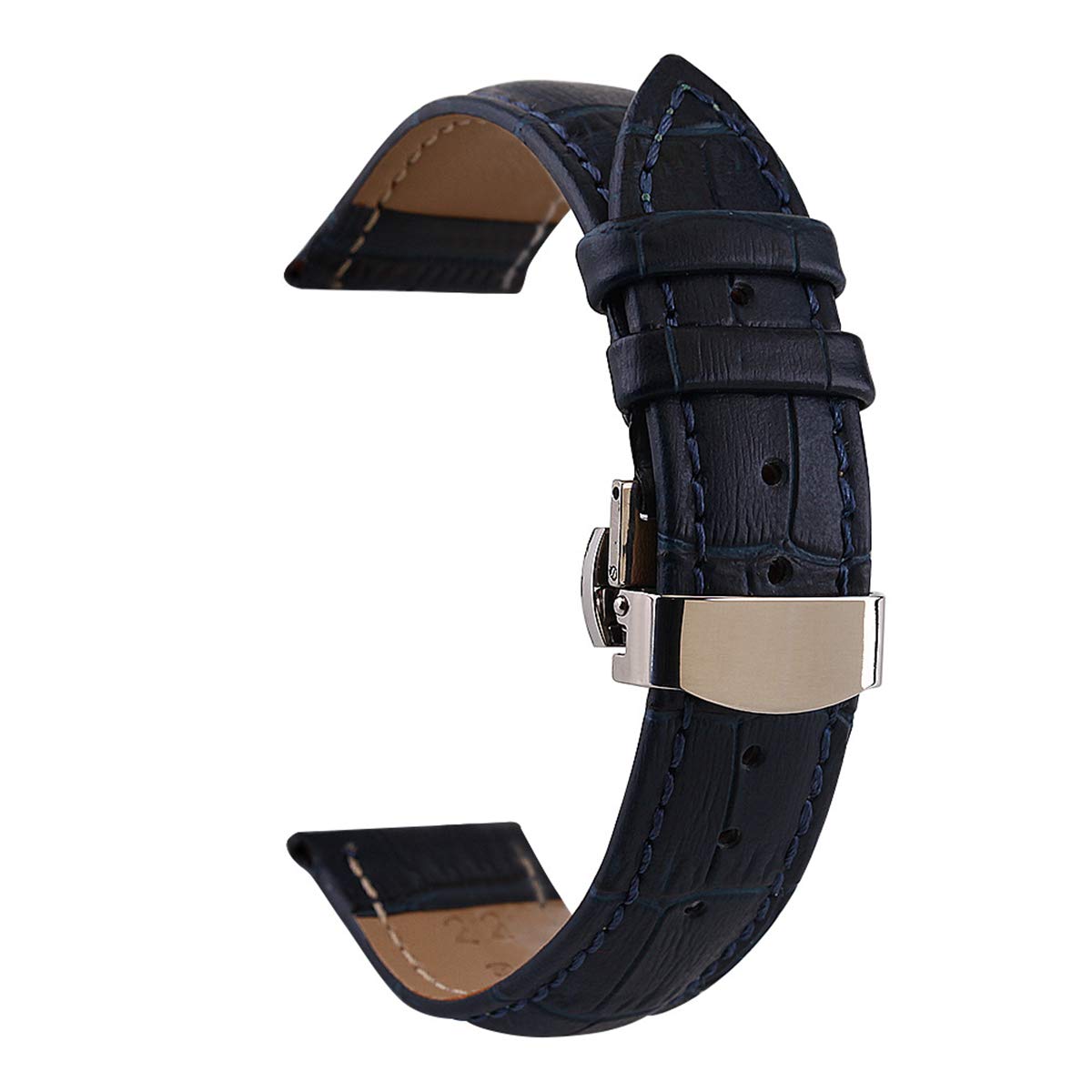 Bracelet de Montre en Cuir, Bracelet de Montre Unisexe en Cuir façon Crocodile, Disponible 12 mm / 13 14 15 16 17 18 19 20 21 22 24