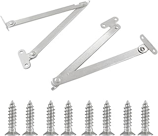 Aracombie 2 Packs Lid Support Hinge Soft Close, Rotatable Folding Lid Stay Hinge Heavy Duty,Stainless Steel Lid Support Bracket for Drop Front Desk Cabinet Cupboard