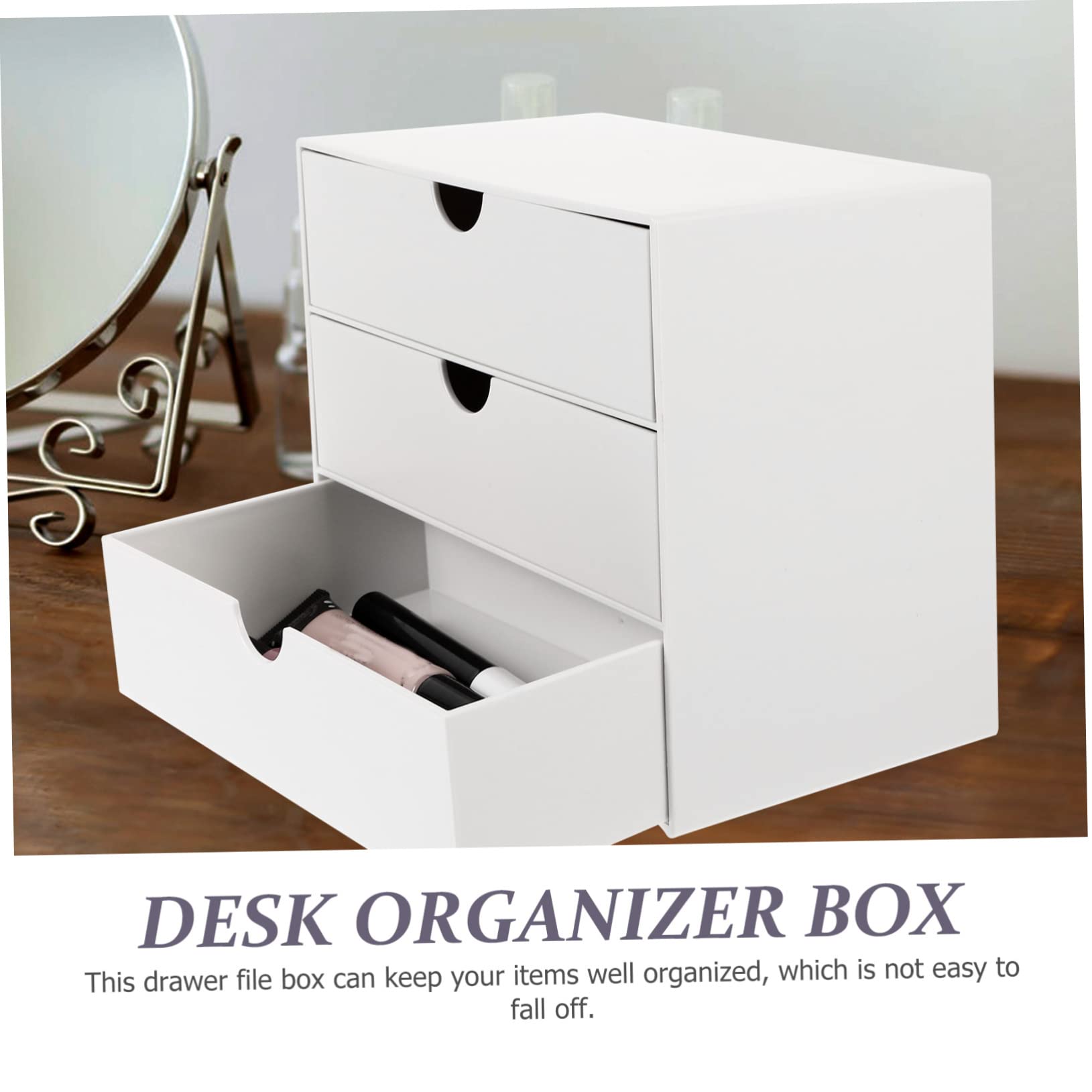 Organizer a Cassetti per File in Ps Bianco per Uso Domestico | Scuola e Soggiorno, Struttura Robusta per Impiego Prolungato, Box da Scrivania per Documenti e Libri