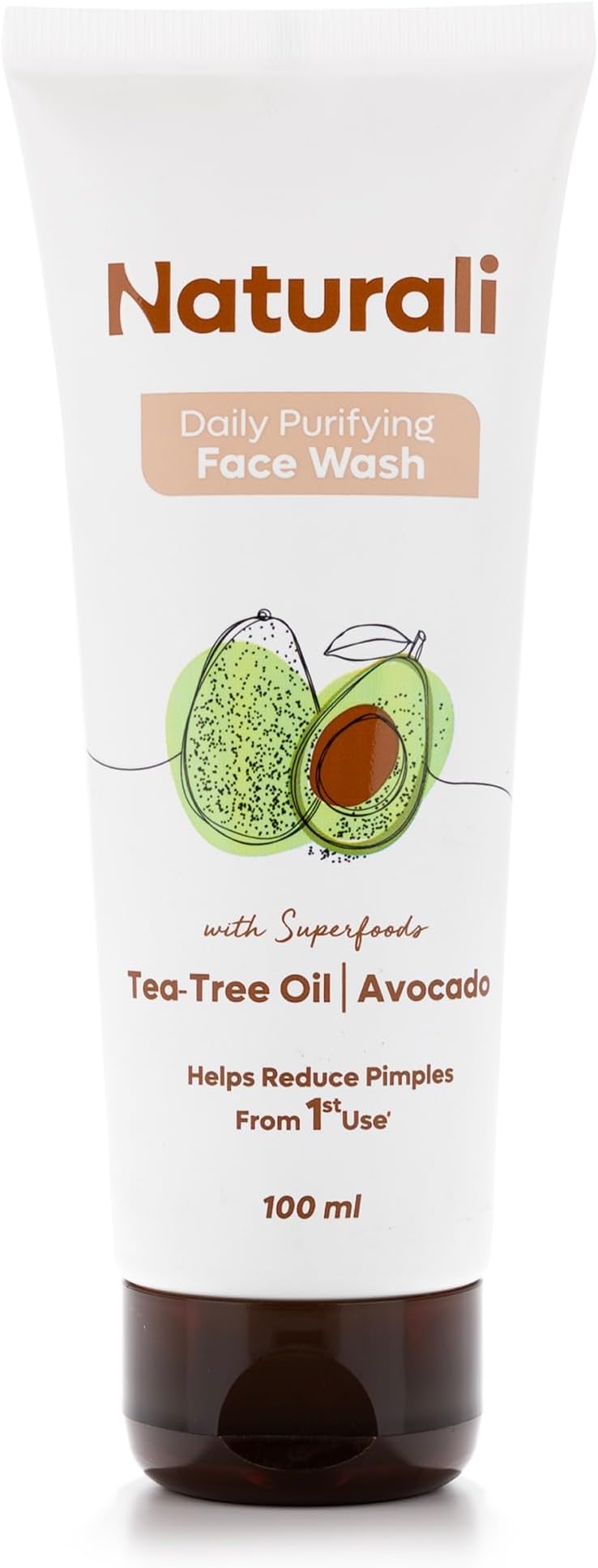 Naturali Daily Purifying Face Wash with Tea Tree Oil & Avocado | Clean and Clear Face Wash | 100 ml