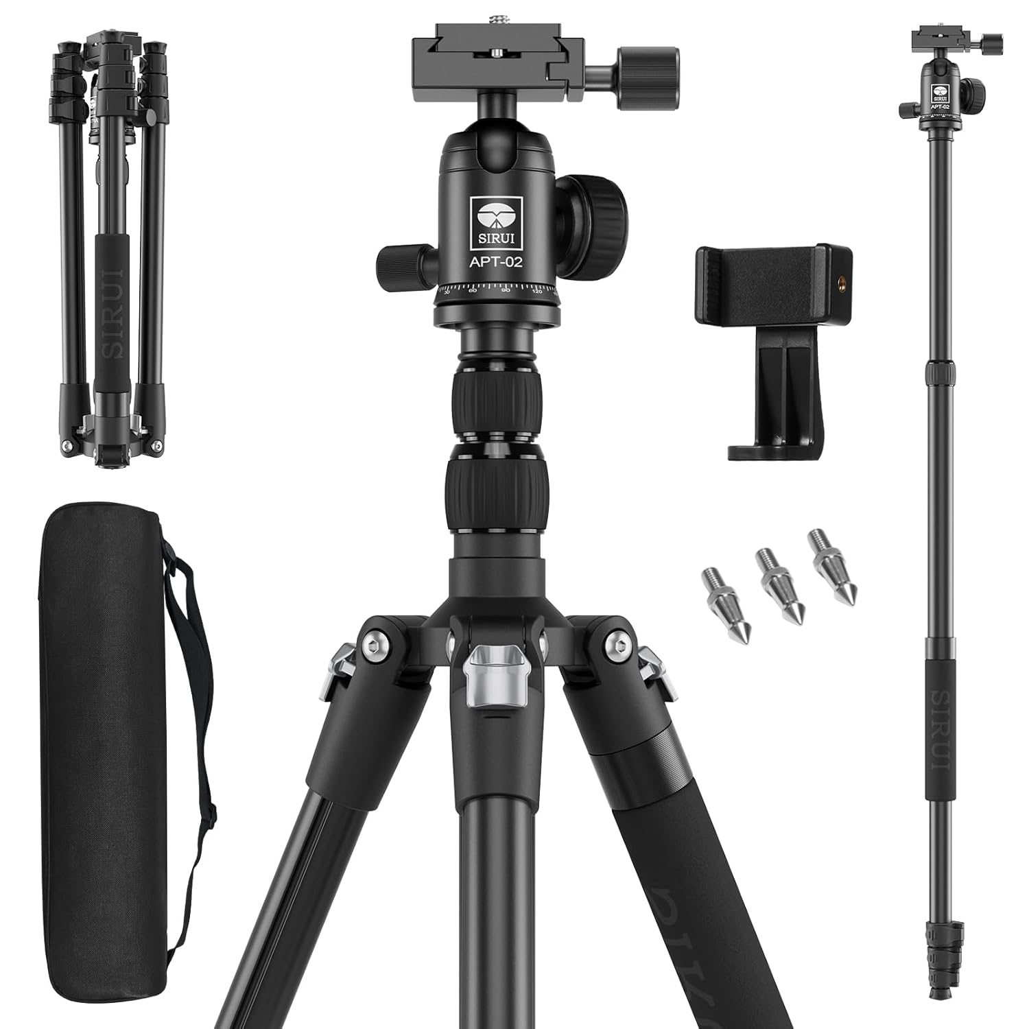 SIRUI Camera Tripod Monopod Stand 78 7 Tall Aluminum Detachable Tripod with Center Column 360 Ball Head Quick
