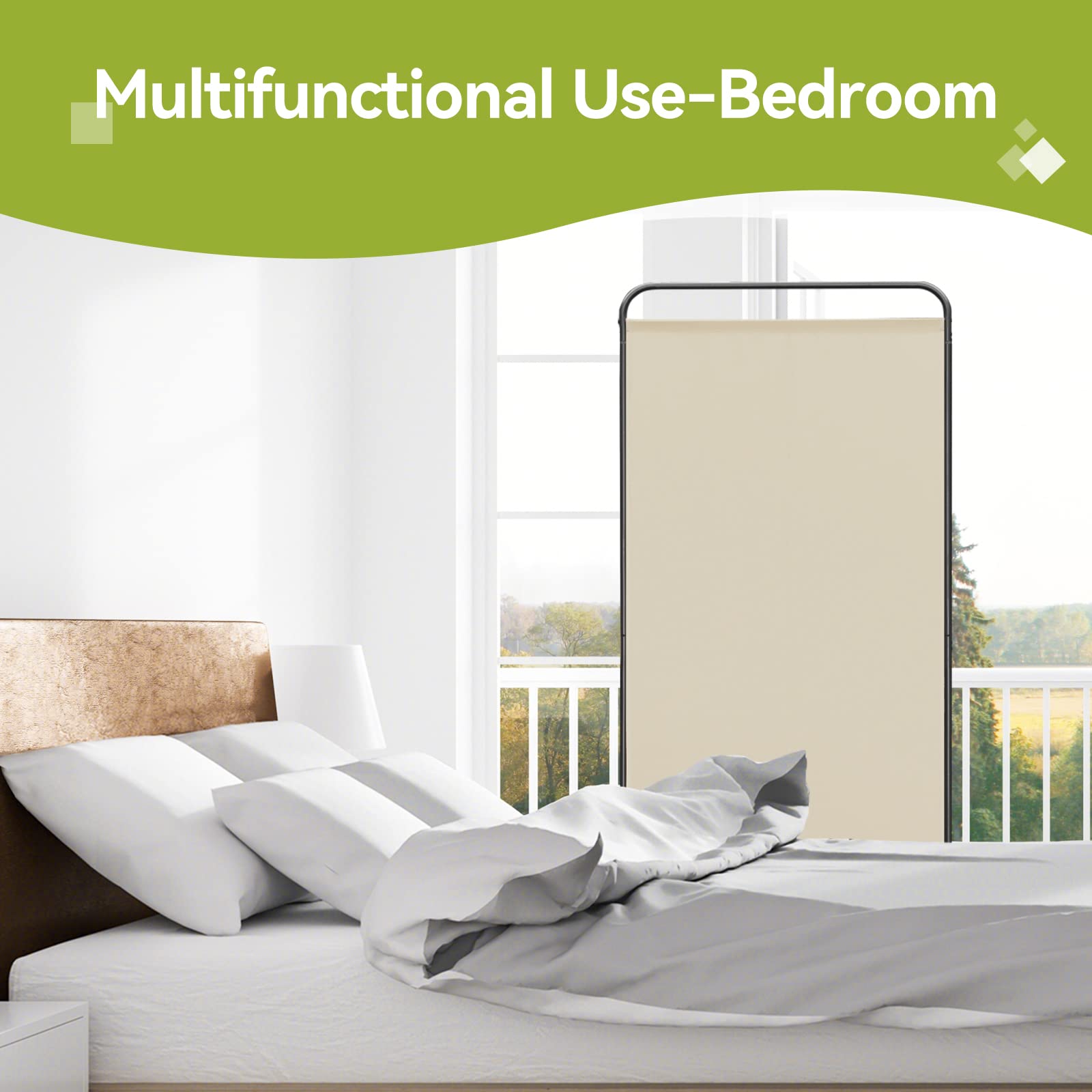 Angel Living Biombo con un Panel, Decoración Elegante, Separador de Ambientes, Divisor de Habitaciones, 80 x 180cm (Beige)