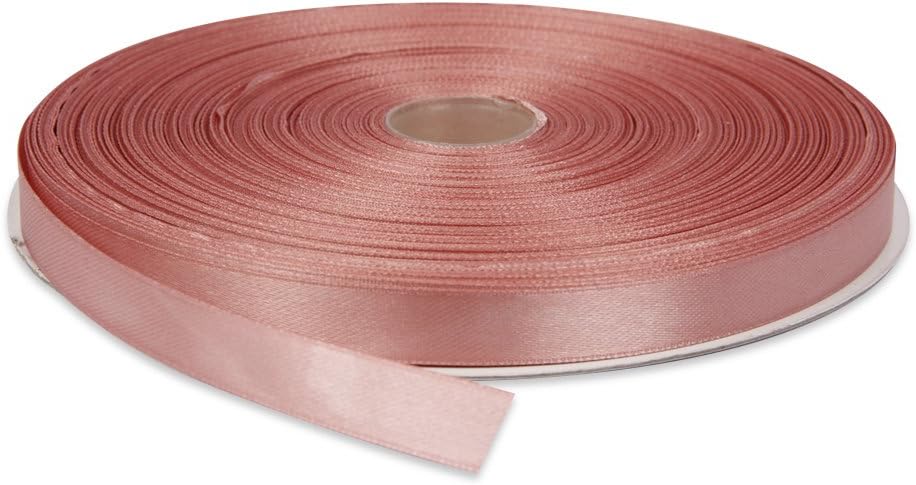 1/2 Inches x 50 Yards Double Face Solid Satin Ribbon Roll, Vintage Pink