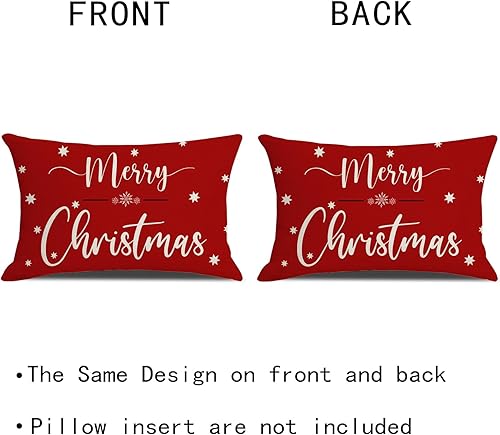Miniatura 2 de Fundas de almohada de Navidad de 12 x 20 pulgadas, decoración de árbol de Navidad, fundas de almohada lumbares rojas, decoración de invierno para