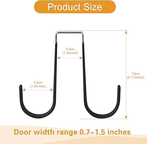 Miniatura 2 de Ganchos para colgar sobre la puerta, goma suave para evitar arañazos, ganchos para colgar en la puerta, para baño, sala de estar, dormitorio y