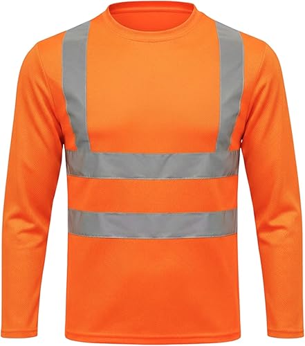 HYCOPROT Hi Vis - Camisas de seguridad de manga larga de alta visibilidad, camisa reflectante para hombres y mujeres, camiseta de construcción de