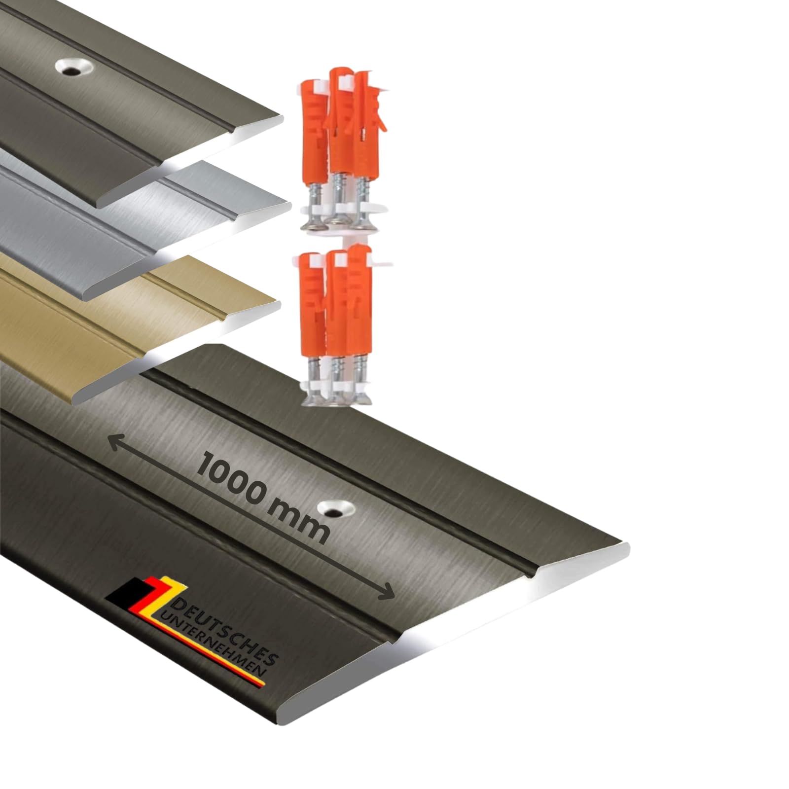 Floordirekt Bronze - Pre-Drilled Metal Transition Strip Profile | Aluminium Flooring Strip For Parquet, Laminate, Pvc, Cork | C-Shape | Pre-Drilled Or Self-Adhesive (Width: 36 Mm, Length: 100 Cm, Bronze, Pre-Drilled