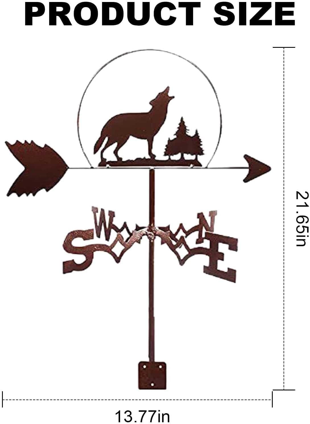 Weather Vane - Timberwolves Weather Vane, Stainless Steel Weathervane, Wind Direction Measuring Tool Installed Vertically, for Garden Roof Decoration