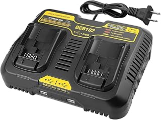 ANTRobut DCB102BP Replacement Charger for DEWALT 12-Volt / 20-Volt MAX Charging Station DCB102 DCB102BP for Dewalt 20v Lithium Battery (Can Charge Two Batteries Together)
