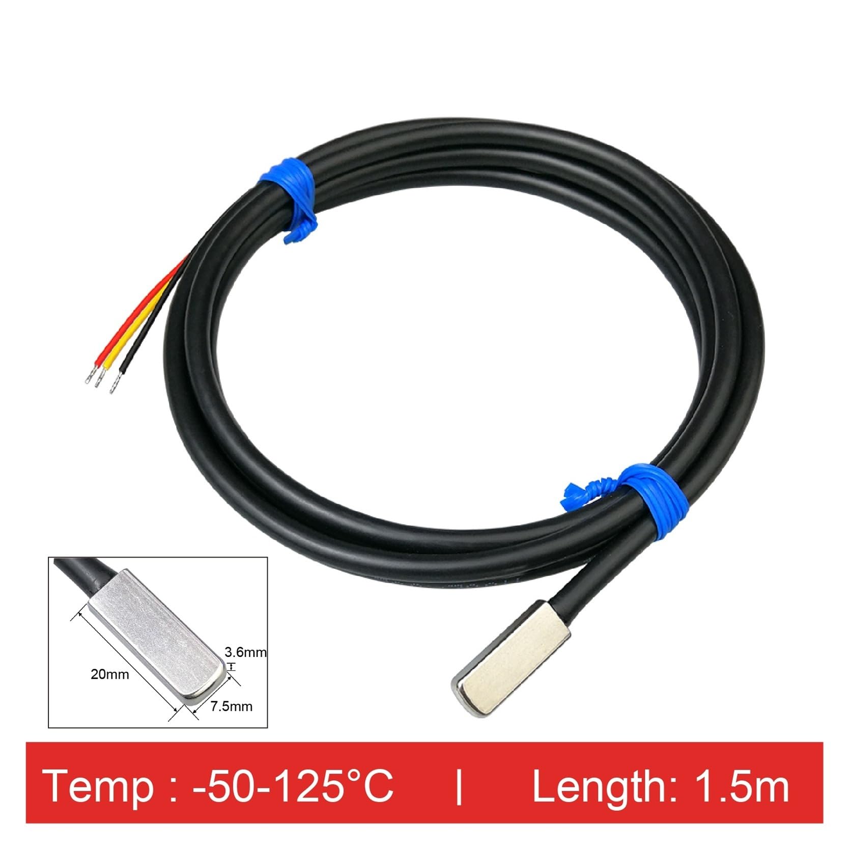 Capteur de température Sensor de Temperatura de Superficie, sonda Adhesiva Impermeable, Sensor Digital de Superficie Plana con Cable RVVP(SMD Package 1.5M)