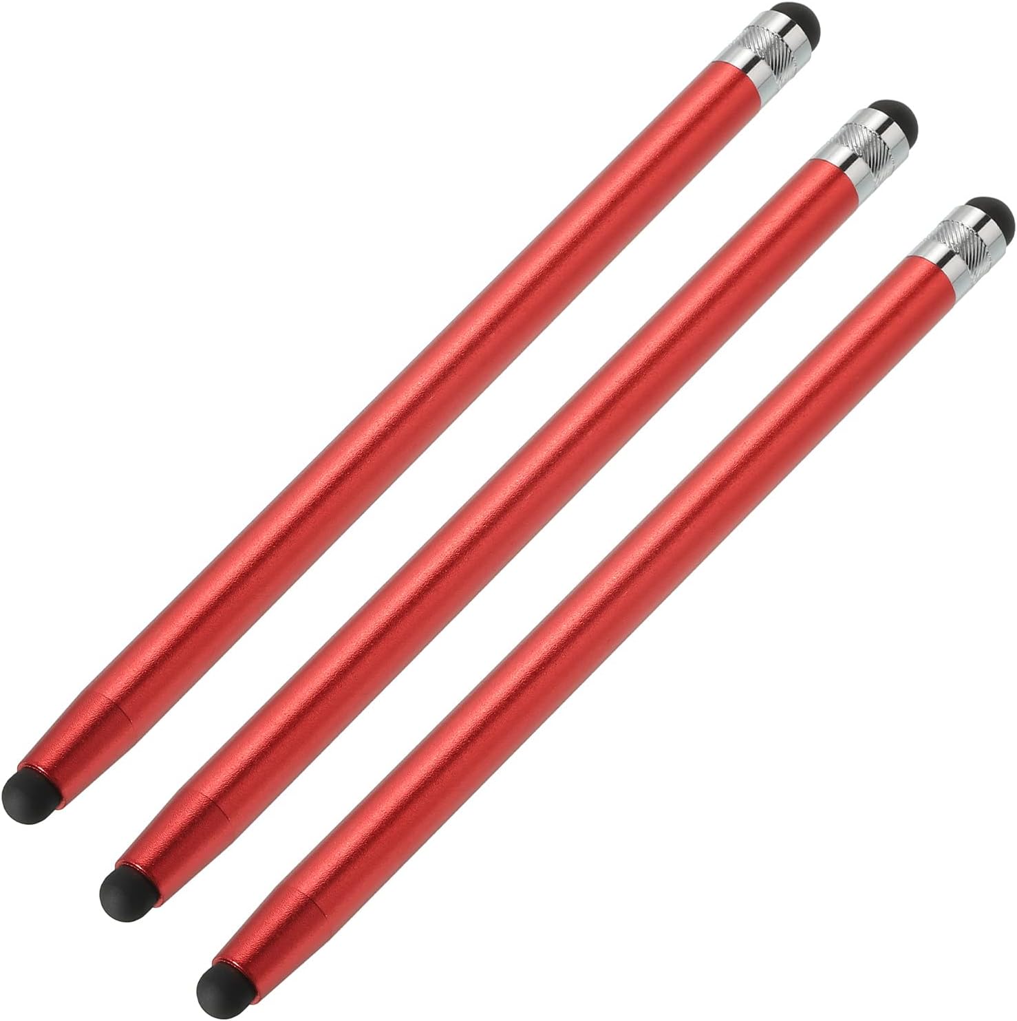 MECCANIXITY 3pcs Stylus Pens for Touch Screens Dual Rubber Tips Capacitive Stylus Universal Tablet Pen Sensitivity Precision, Red