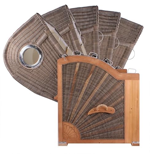Strandkorb Baltikum 2,5-Sitzer aus Teak mit PE Geflecht in Grau