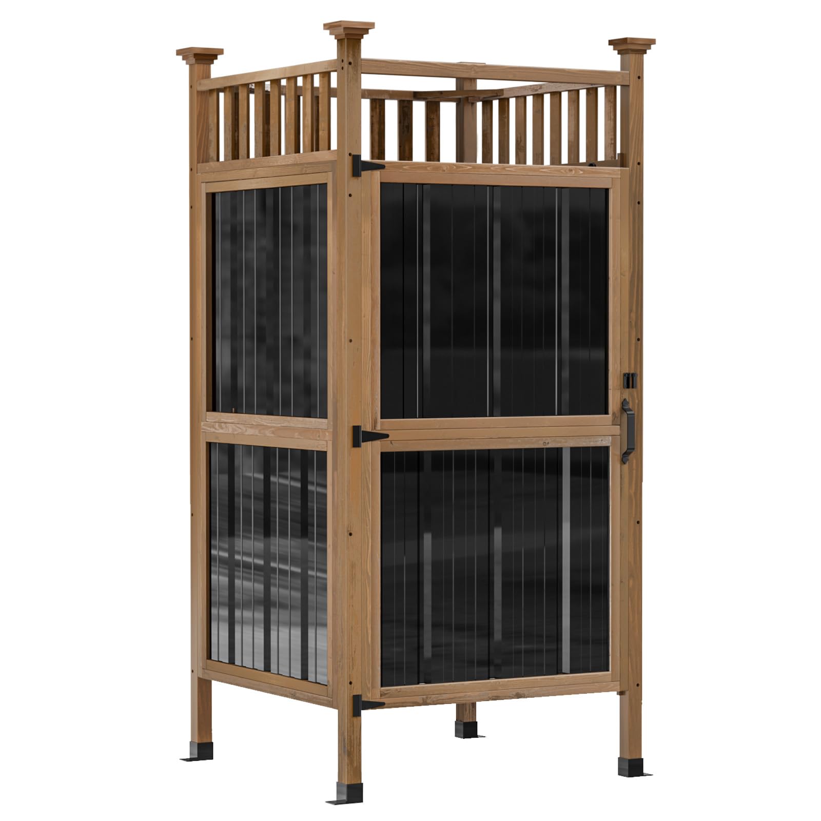 GDLF Outdoor Shower Enclosure with Lockable Door, Privacy Outside Shower Stall with Metal Panels, Hooks & Shelves, Outdoor Changing Room for Pool Wash Station, Changing Room or Beach Rinse Station