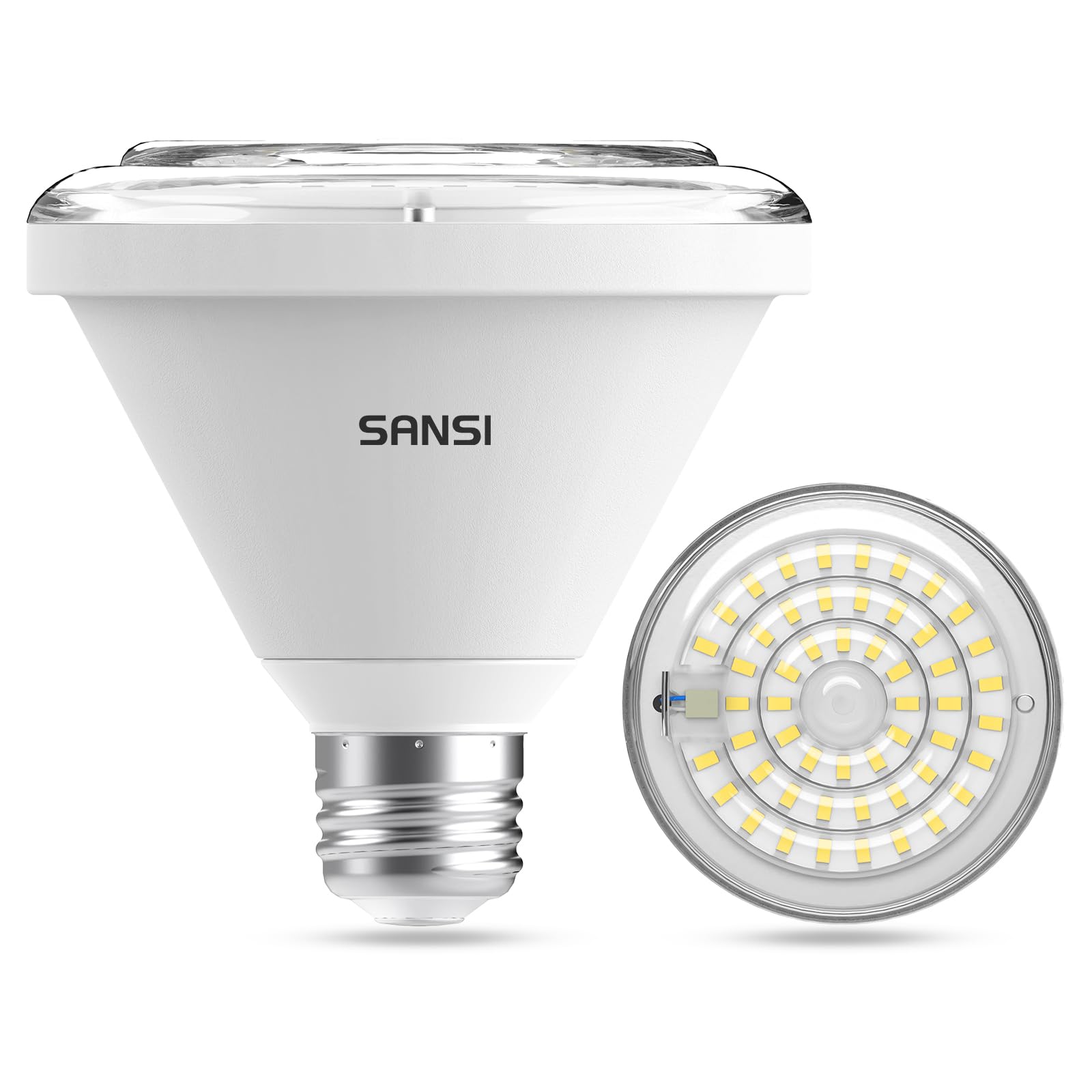 SANSI 24W Grow Light Bulb for Indoor Plants, IP54 Waterproof Full Spectrum Grow Light, E27 4000K Grow Lamp with Optical Lens for High PPFD