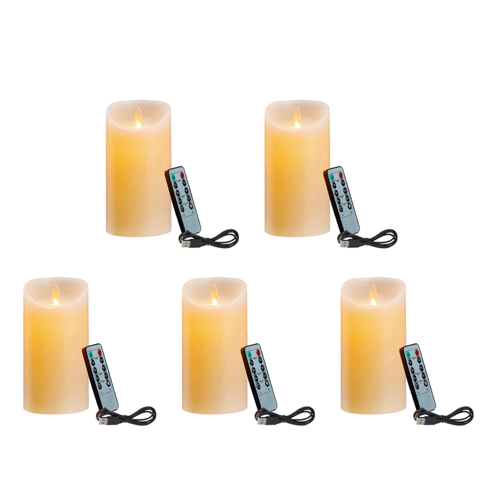 Hndhbfgrt 5X LED Candles, Flickering Flameless Candles, Rechargeable Candle, Real Wax Candles with Remote Control,12.5cm A