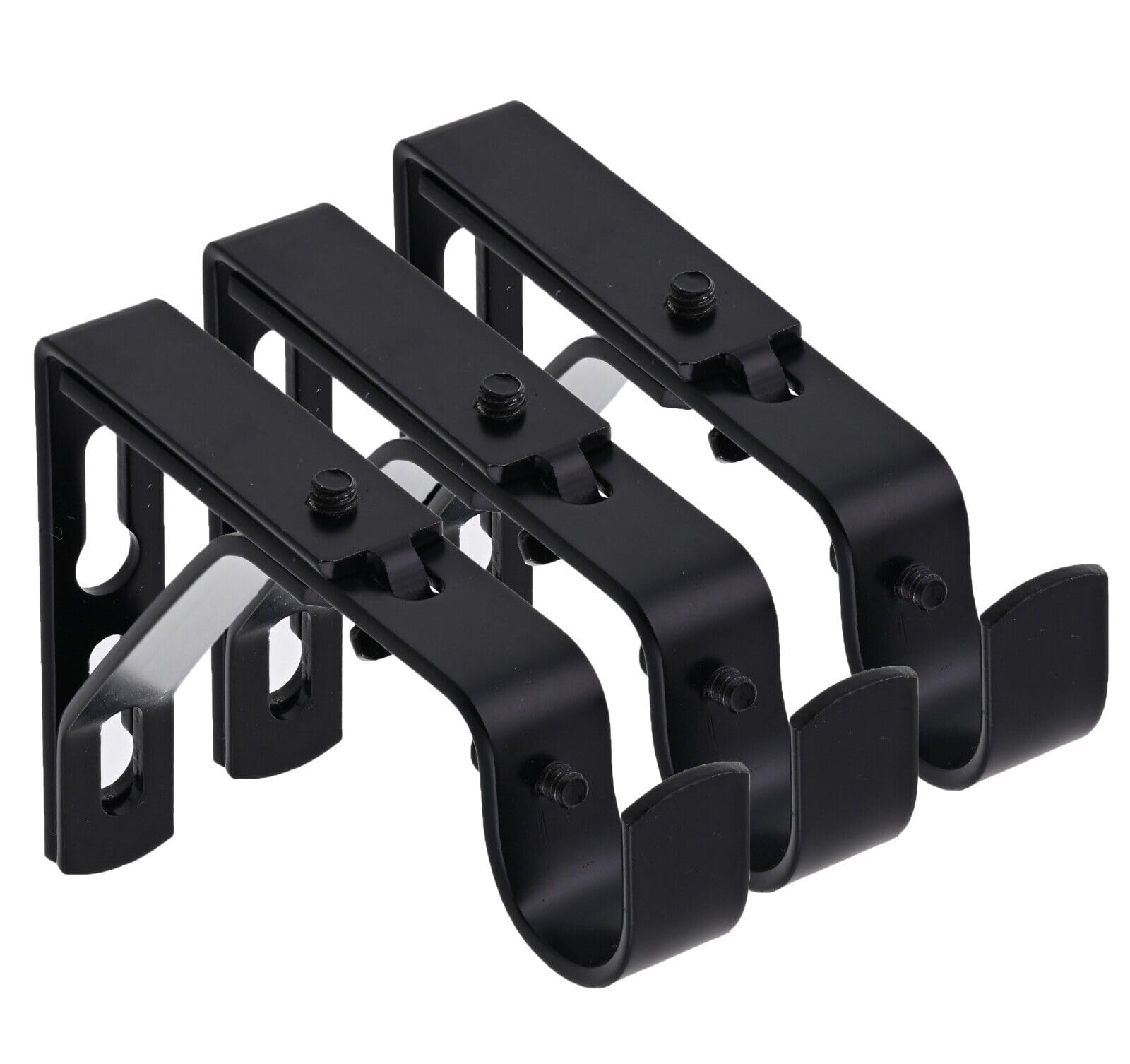 Lister Cartwright 19mm Curtain Pole Brackets with Adjustable Screws Metal Finish (Pack of 3) -Obsidian Black(Extendable Bracket) โ image 1