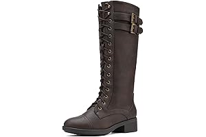 Mad Hatter Women's Pu Knee High Riding Combat Boots